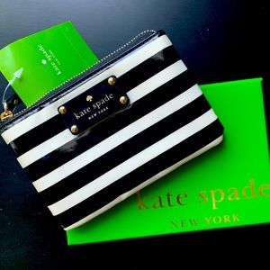 NWT Kate Spade striped patent leather coin purse